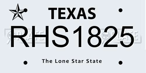 RHS1825 Texas License Plate
