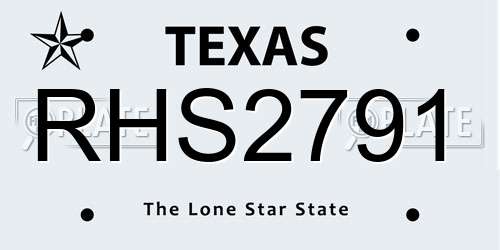 RHS2791 Texas License Plate