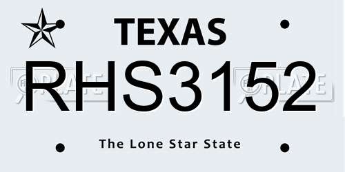 RHS3152 Texas License Plate