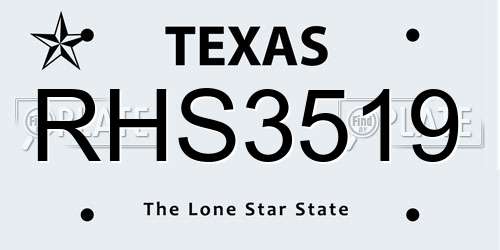 RHS3519 Texas License Plate
