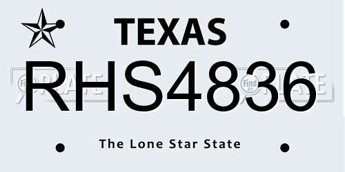 RHS4836 Texas License Plate