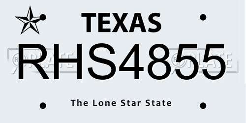 RHS4855 Texas License Plate