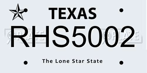 RHS5002 Texas License Plate