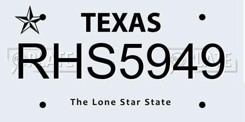 RHS5949 Texas License Plate