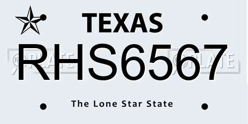 RHS6567 Texas License Plate
