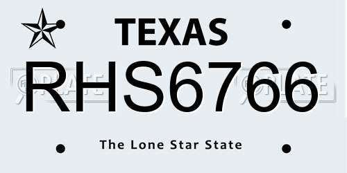 RHS6766 Texas License Plate