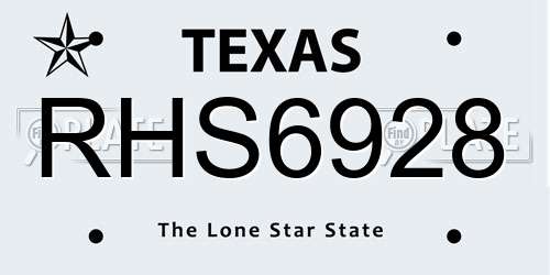 RHS6928 Texas License Plate