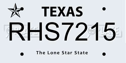 RHS7215 Texas License Plate