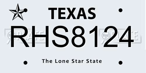 RHS8124 Texas License Plate