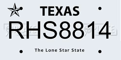 RHS8814 Texas License Plate