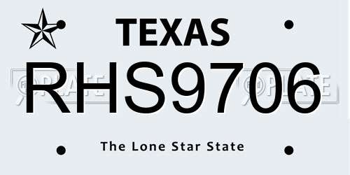 RHS9706 Texas License Plate
