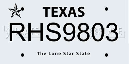 RHS9803 Texas License Plate