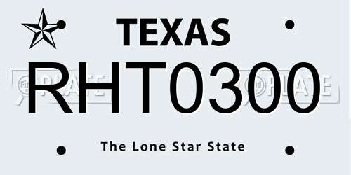 RHT0300 Texas License Plate
