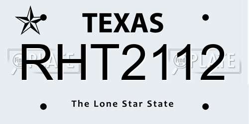 RHT2112 Texas License Plate