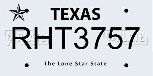 RHT3757 Texas License Plate