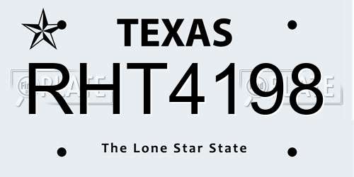 RHT4198 Texas License Plate