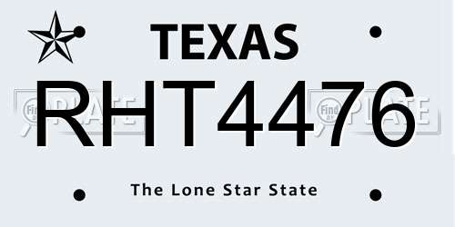 RHT4476 Texas License Plate