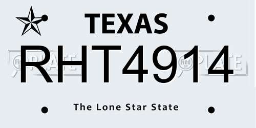 RHT4914 Texas License Plate