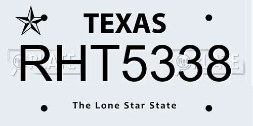 RHT5338 Texas License Plate