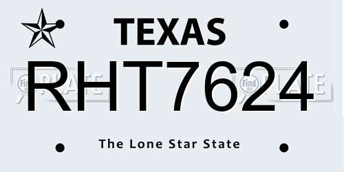 RHT7624 Texas License Plate