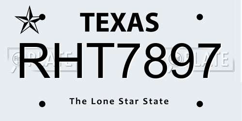 RHT7897 Texas License Plate