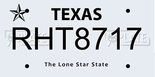 RHT8717 Texas License Plate