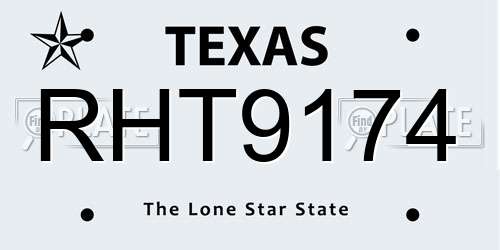 RHT9174 Texas License Plate