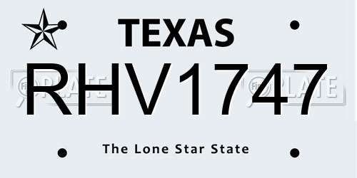 RHV1747 Texas License Plate