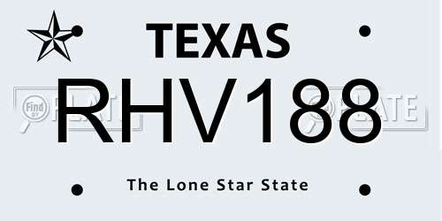 RHV188 Texas License Plate