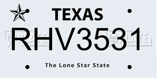 RHV3531 Texas License Plate