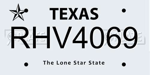 RHV4069 Texas License Plate