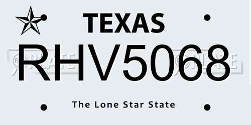 RHV5068 Texas License Plate
