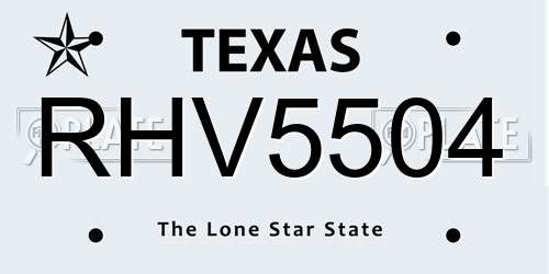 RHV5504 Texas License Plate