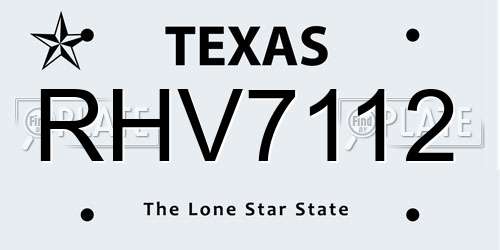 RHV7112 Texas License Plate