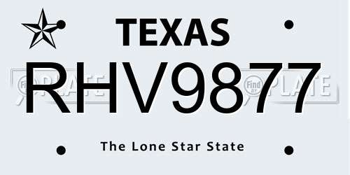 RHV9877 Texas License Plate