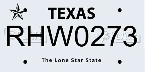 RHW0273 Texas License Plate
