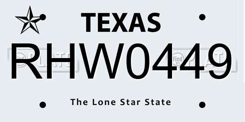 RHW0449 Texas License Plate
