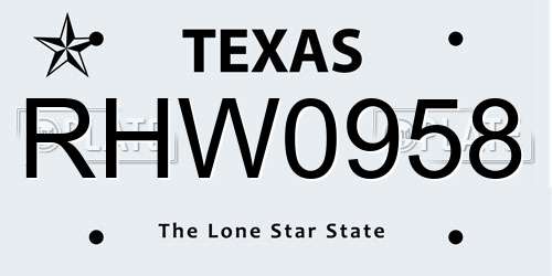 RHW0958 Texas License Plate