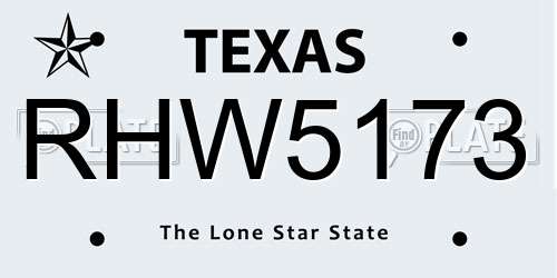 RHW5173 Texas License Plate