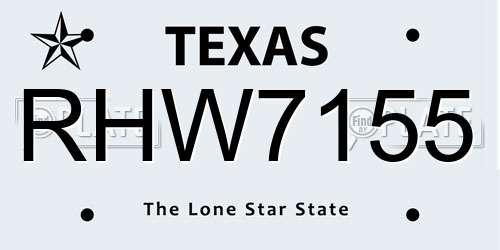 RHW7155 Texas License Plate