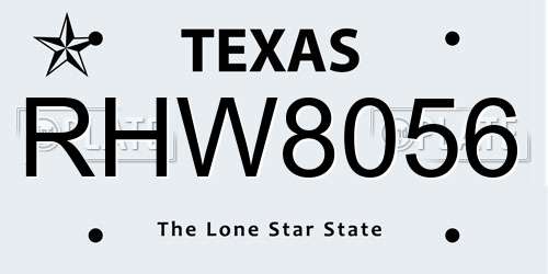 RHW8056 Texas License Plate