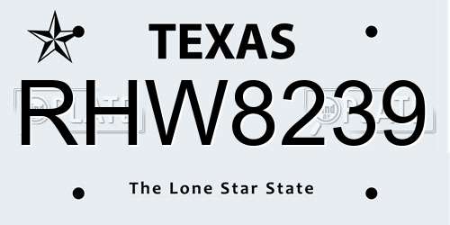 RHW8239 Texas License Plate
