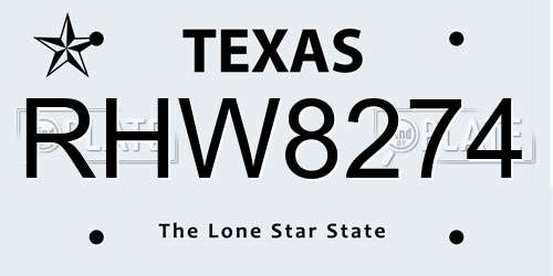 RHW8274 Texas License Plate