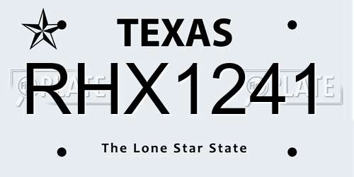 RHX1241 Texas License Plate