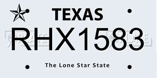 RHX1583 Texas License Plate