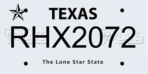 RHX2072 Texas License Plate
