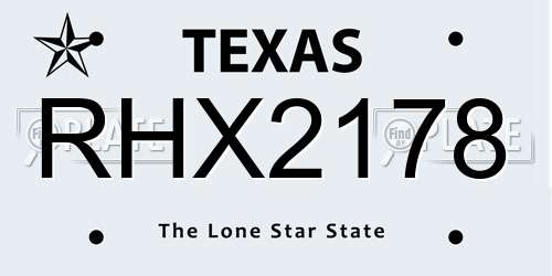 RHX2178 Texas License Plate