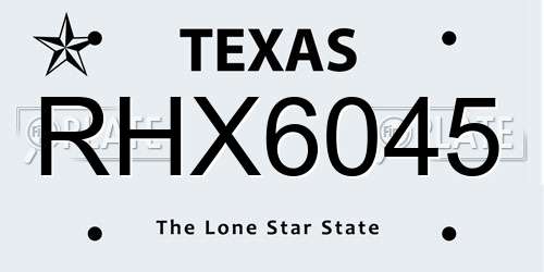 RHX6045 Texas License Plate