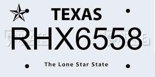 RHX6558 Texas License Plate