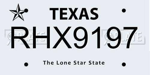 RHX9197 Texas License Plate